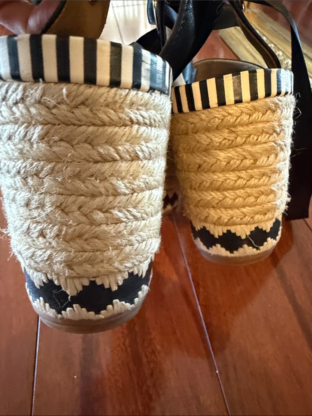 Tory Burch Dandy Leather Espadrille Platform Sandals with Ankle Wrap